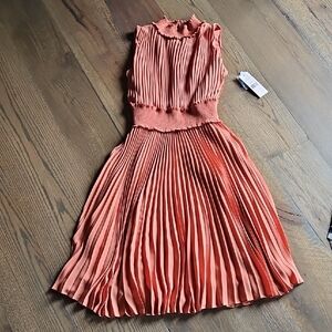NWT Nanette Leport Pleated Dress Size 2 Terracotta